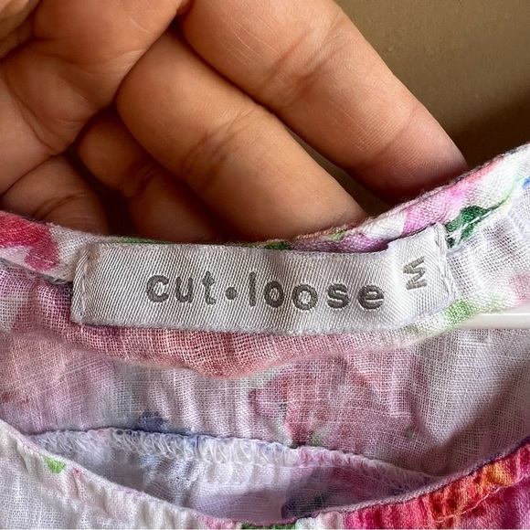 Cut Loose Floral Linen Midi Dress - Size M Vacation Lightweight Summer - Picture 2 of 6